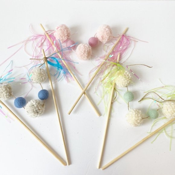 Blue Pom Pom Felt Ball Cake Topper, Birthday Cake Topper for Boys, Party Decor - Picture 5 of 5